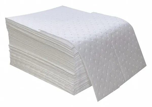 White Medium Weight Oil Absorbent Pads 15" X 18' - 100 Pads