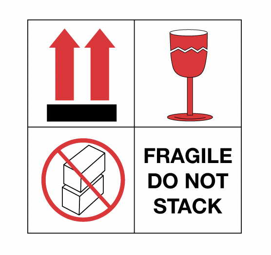 "Fragile Do Not stack" Labels 4x4" - 500 Per Roll