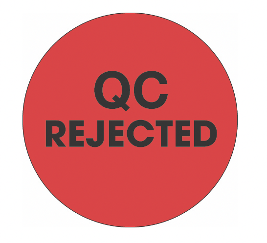 "QC Rejected" Labels 2" Round 500 Per Roll