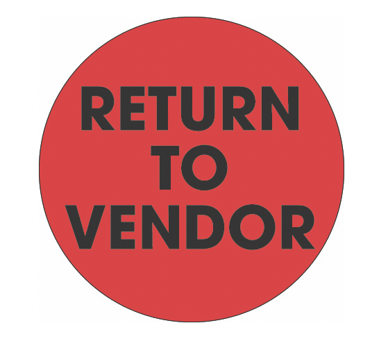 "Return To Vendor" Labels 2" Round 500 Per Roll