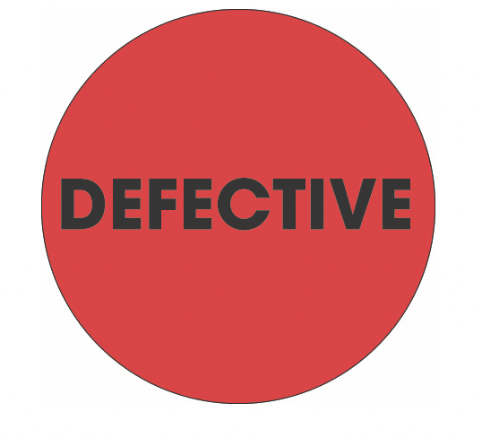 "Defective" Labels 2" Round 500 Per Roll