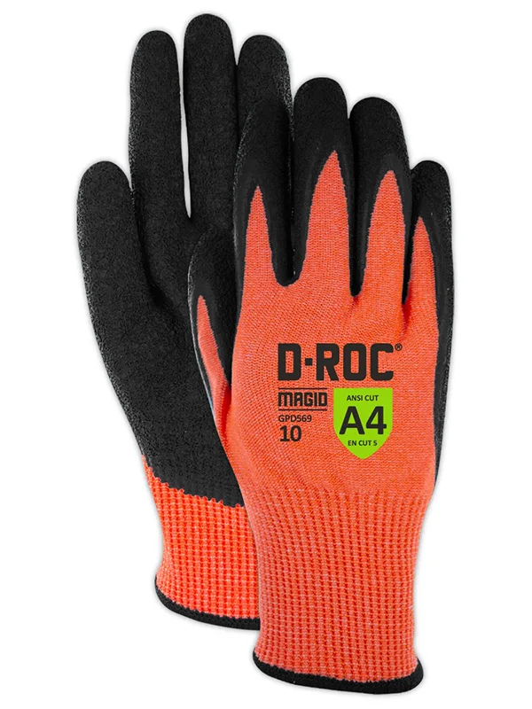 Hi-Viz Crinkle Latex Coated Work Gloves - Cut Level A4