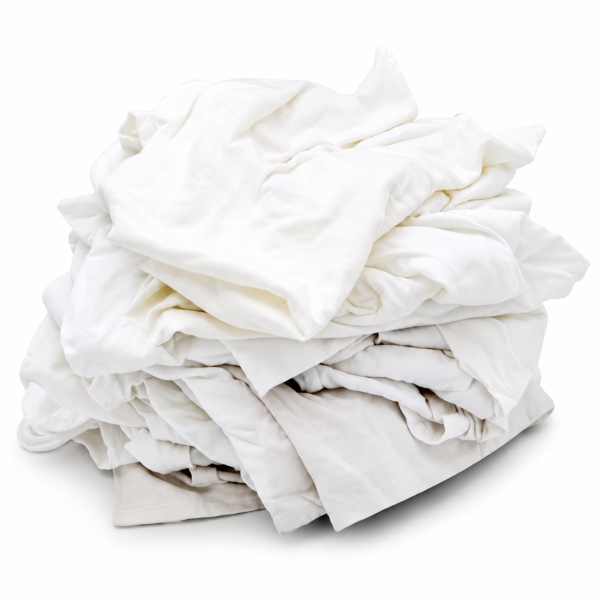 Shop Rags - Reclaimed White T-Shirt Rags - 25 lbs