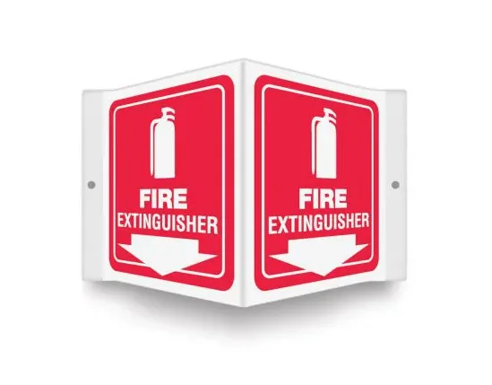 Fire Extinguisher (White/Red) - 3D Projection™ Safety Sign
