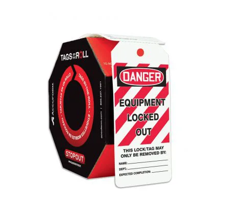 Danger: Equipment Locked Out - OSHA Safety - Tags By-The-Roll