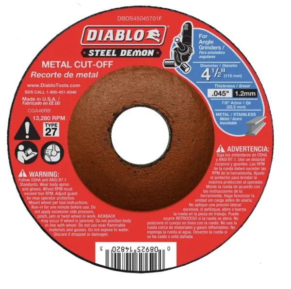Steel Demon 4-1/2 in. Type 27 Metal Cut-Off Disc - 0.045" Thick