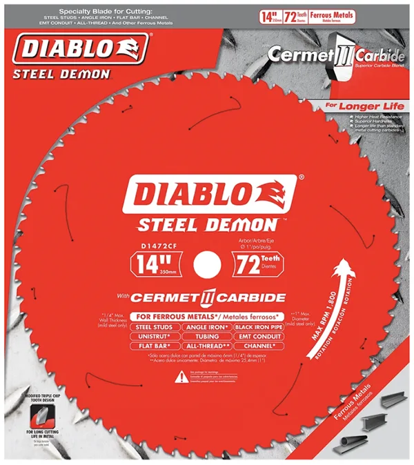 14" x 72 Tooth Steel Demon Cermet II Saw Blade for Metals and Stainless Steel