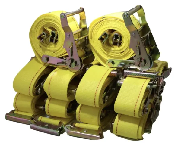 2" X 12' TIEDOWN WITH RATCHET AND E-SPRING FITTING