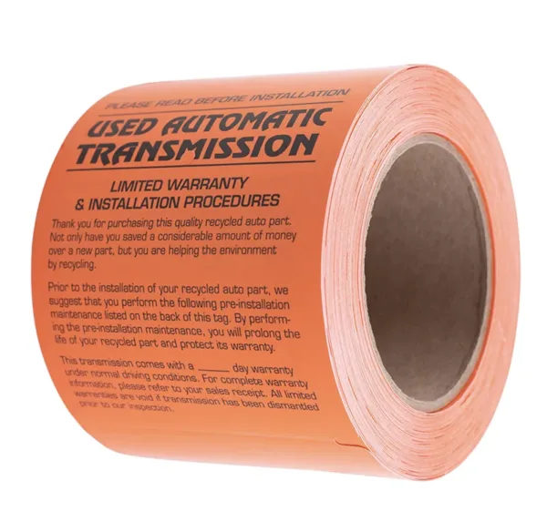 'Used Automatic Transmission' Pre Installation Tags - 250 Tags/Box