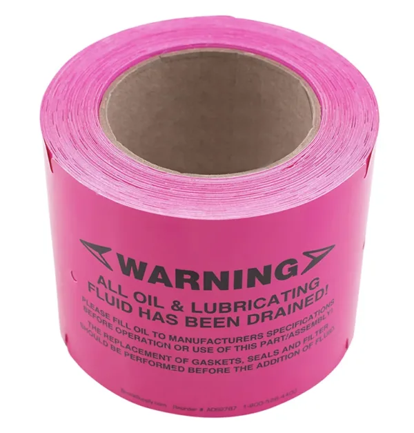 'Warning - Fluids Drained' Pre Installation Tags - 250 Tags/Box