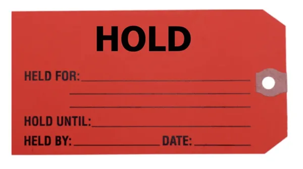 'Hold' Tags - 5 3/4" X 2 7/8" - 250 Tags/Box