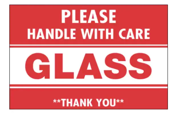"Glass - Handle With Care" Labels"  2x3" 500 Per Roll