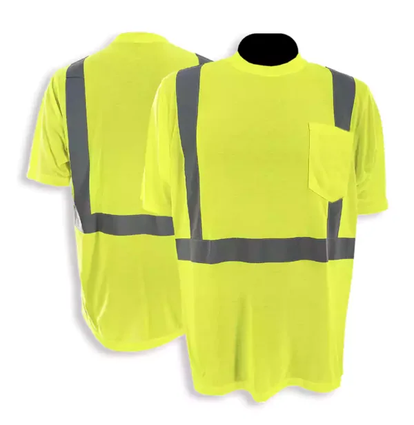 X-CRASH, Hi-Viz Lime Green, Type R, Class 2, Birdseye Mesh, Short Sleeve T-Shirt