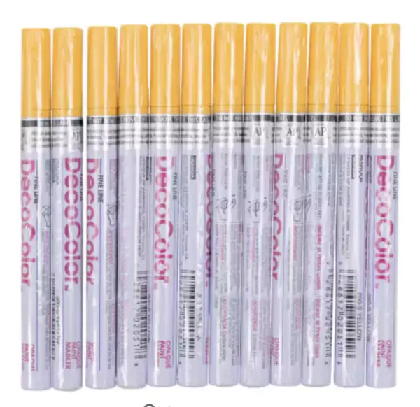 DecoColor - YELLOW - Industrial Paint Marker Fine Tip - Box of 12