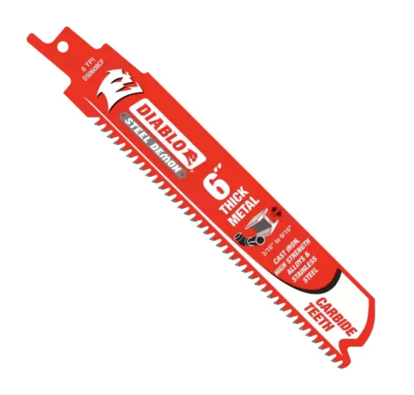 6" Steel Demon Thick Metal Carbide Recip Blades [ 8 TPI ]
