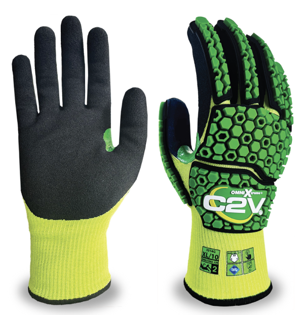 OMNI-Xtreme+ Work Gloves, 18 Gauge HPPE Shell, Sandy Nitrile Palm, Cut Level A9, Impact Level 2