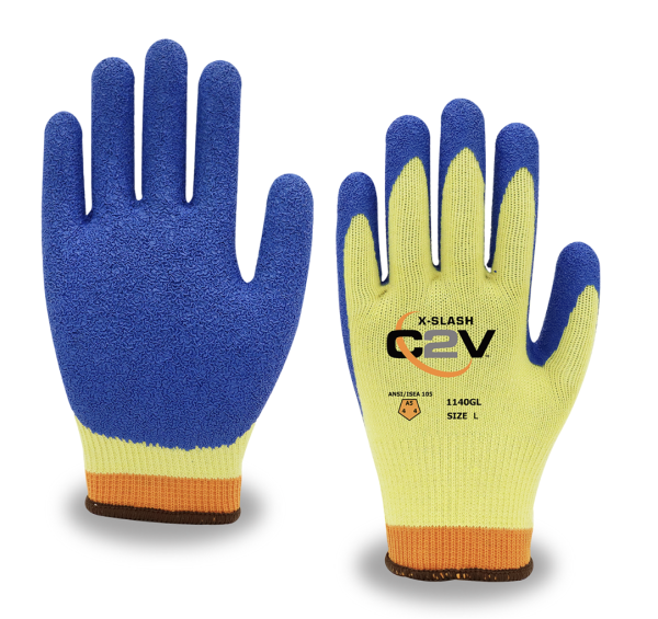 X-SLASH 10-Gauge Aramid Blend Work Gloves, Crinkle Finish Latex Palm, Cut Level A5